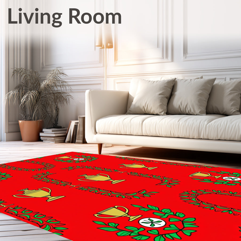 Golden Trophies Red Laurel Arch Rug