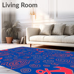 Coral Red Nautical Collage Rug