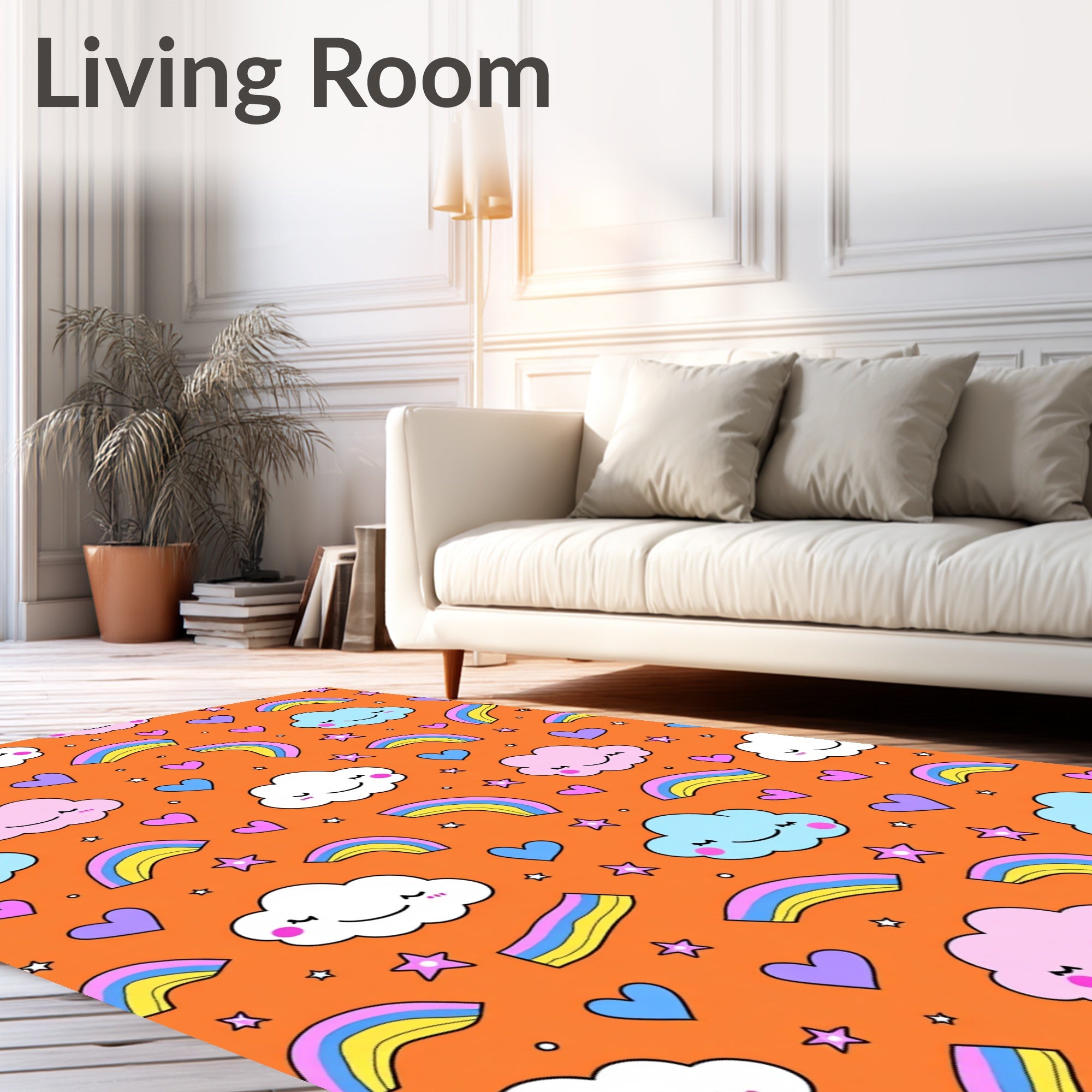 Cute Rainbow Cloud Heart Star Rug