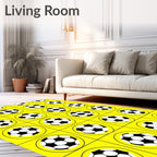 Classic Soccer Ball Yellow Grid Rug