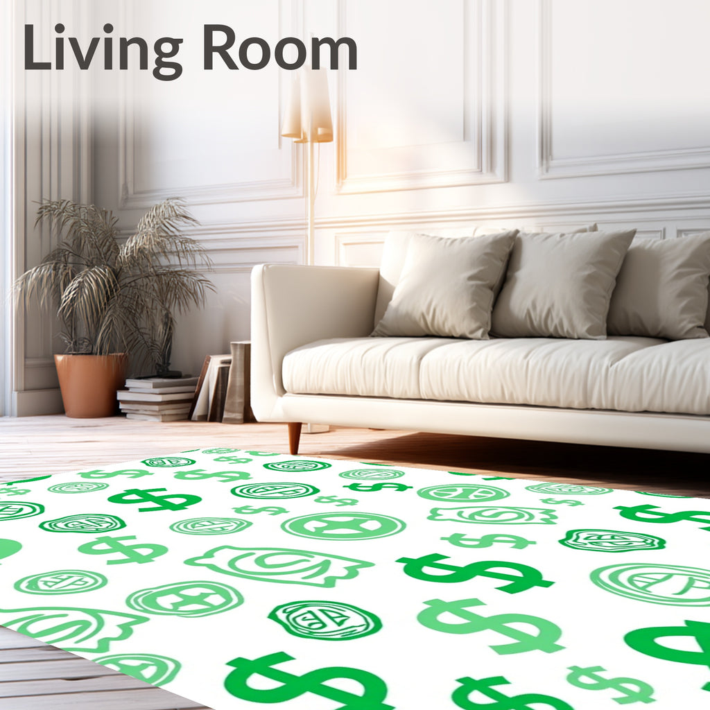 Lush Green Dollar Sign Collection Rug