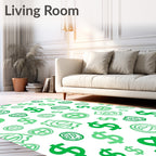 Lush Green Dollar Sign Collection Rug