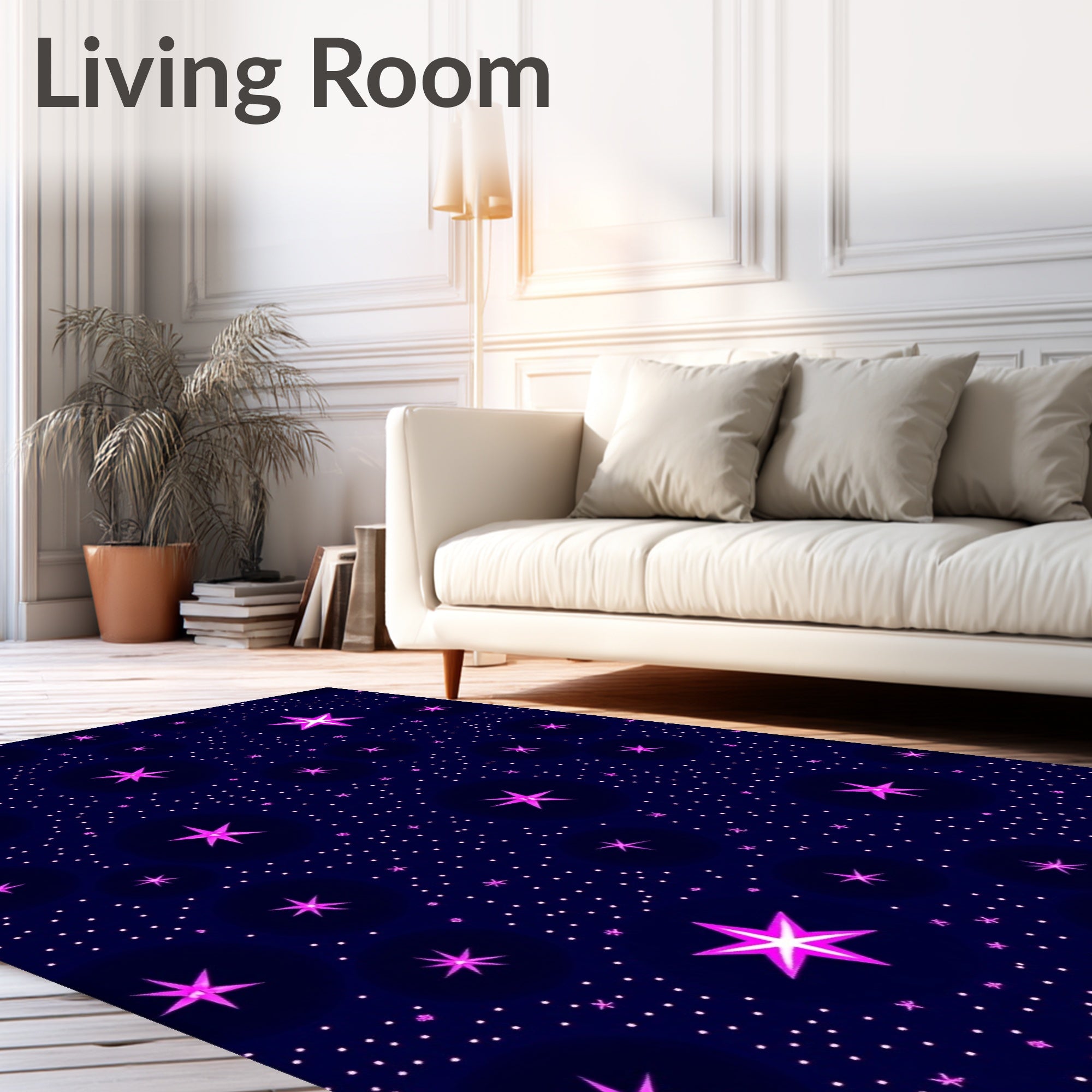 Cosmic Magenta Starry Night Rug