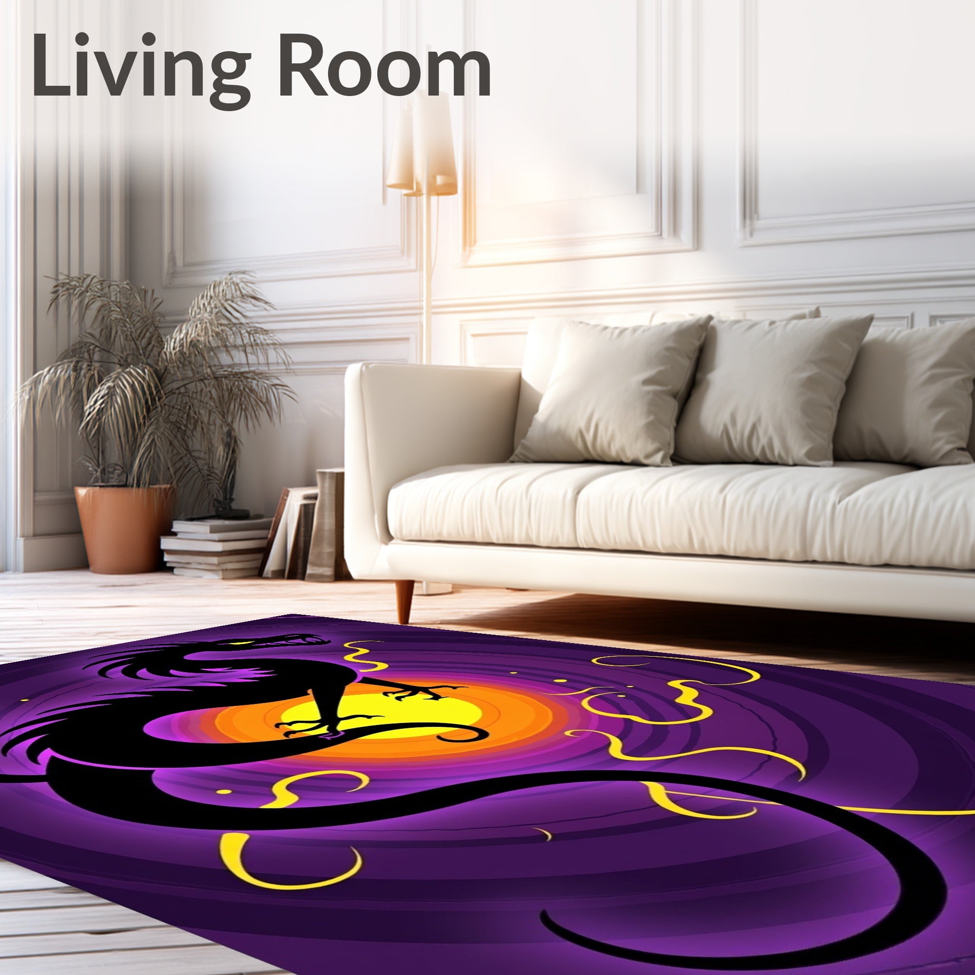 Mystic Black Dragon Purple Swirl Rug