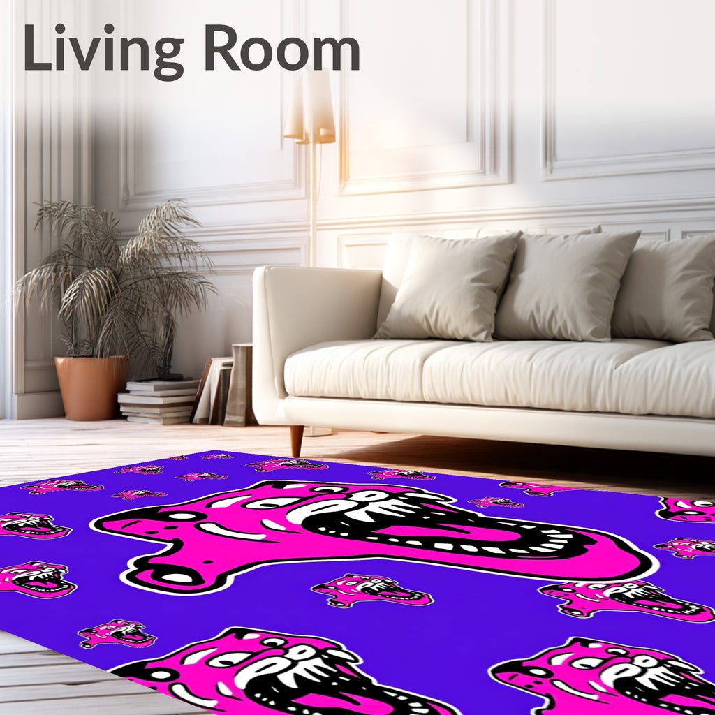 Vibrant Pink Panther Purple Background Rug