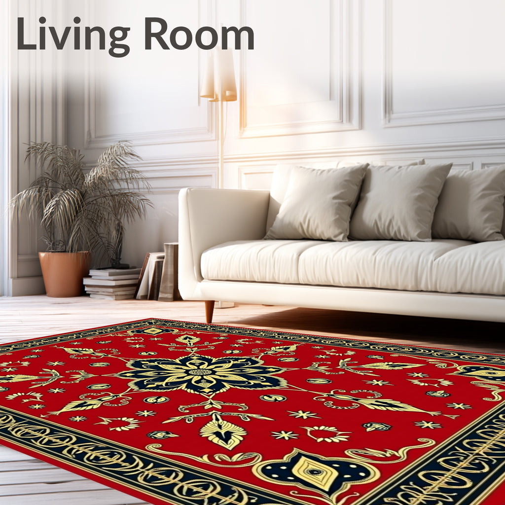 Ornate Scarlet Starburst Bloom Rug