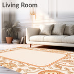 Whimsical Orange Animal Foliage Border Rug