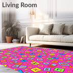 Alphabet Blocks Pink Playful Layout Rug