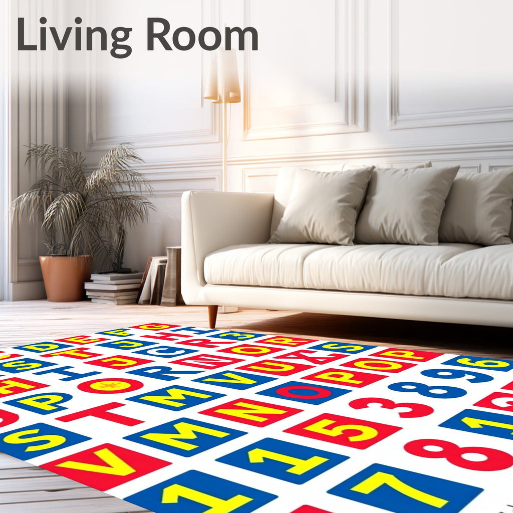 Alphabetical Red Blue Yellow Blocks Rug