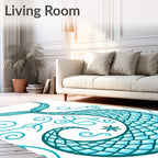 Aqua Mermaid Tail Swirls Star Rug