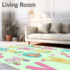 Pink Yellow Blue Alphabet Garden Cats Rug