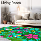 Vibrant Toucan Floral Jungle Scene Rug