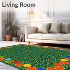 Green Yellow Abstract Bold Border Rug