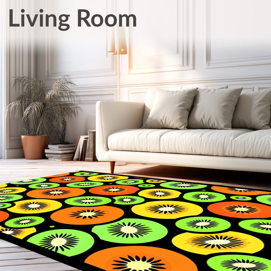 Vibrant Orange Green Yellow Fruit Slices Rug