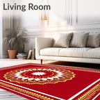 Crimson Gold Radial Sunburst Medallion Rug
