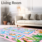 Whimsical Safari Alphabet Giraffe Rug