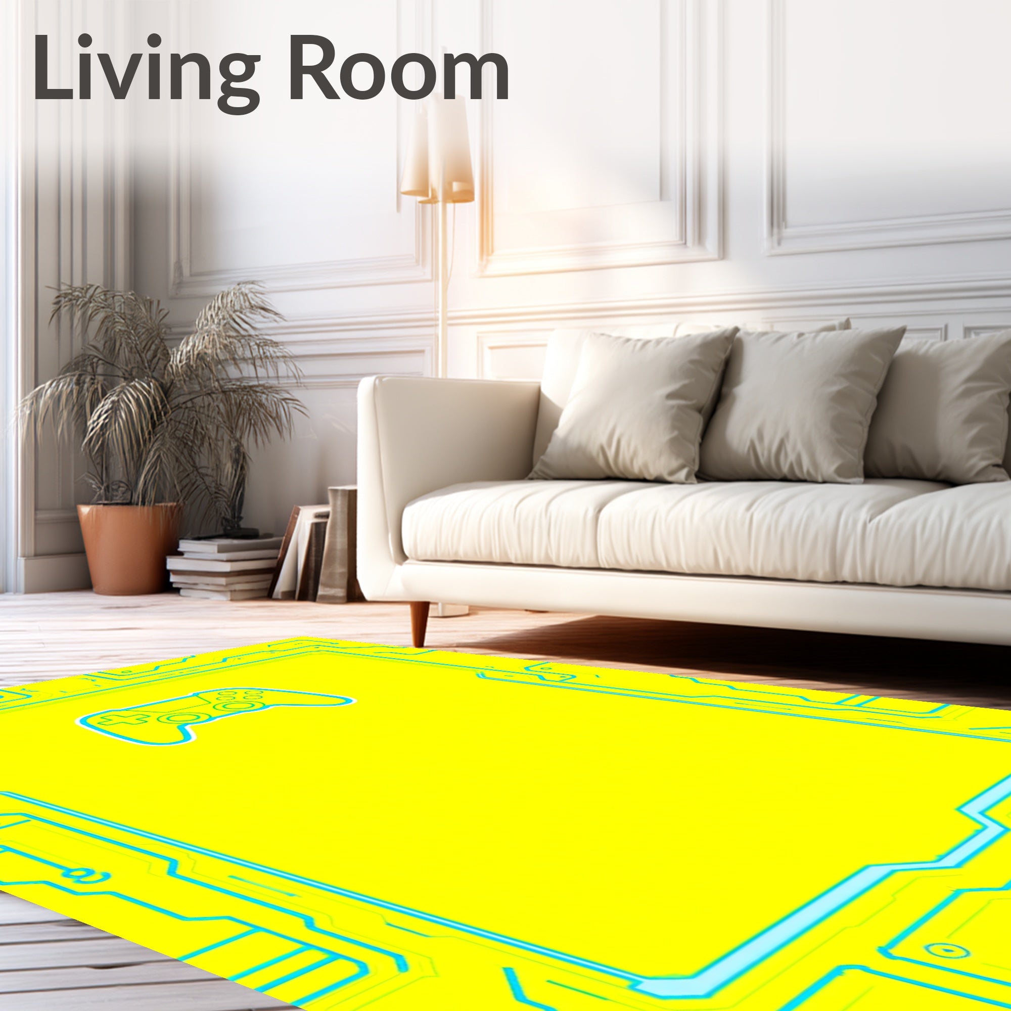 Neon Yellow Cyberpunk Controller Rug