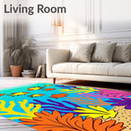 Bright Orange Yellow Fish Coral Rug