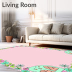 Whimsical Pink Teal Floral Archway Rug