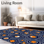 Whimsical Orange Space Circles Rug