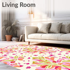 Sweet Pink Ribbon Floral Garland Rug