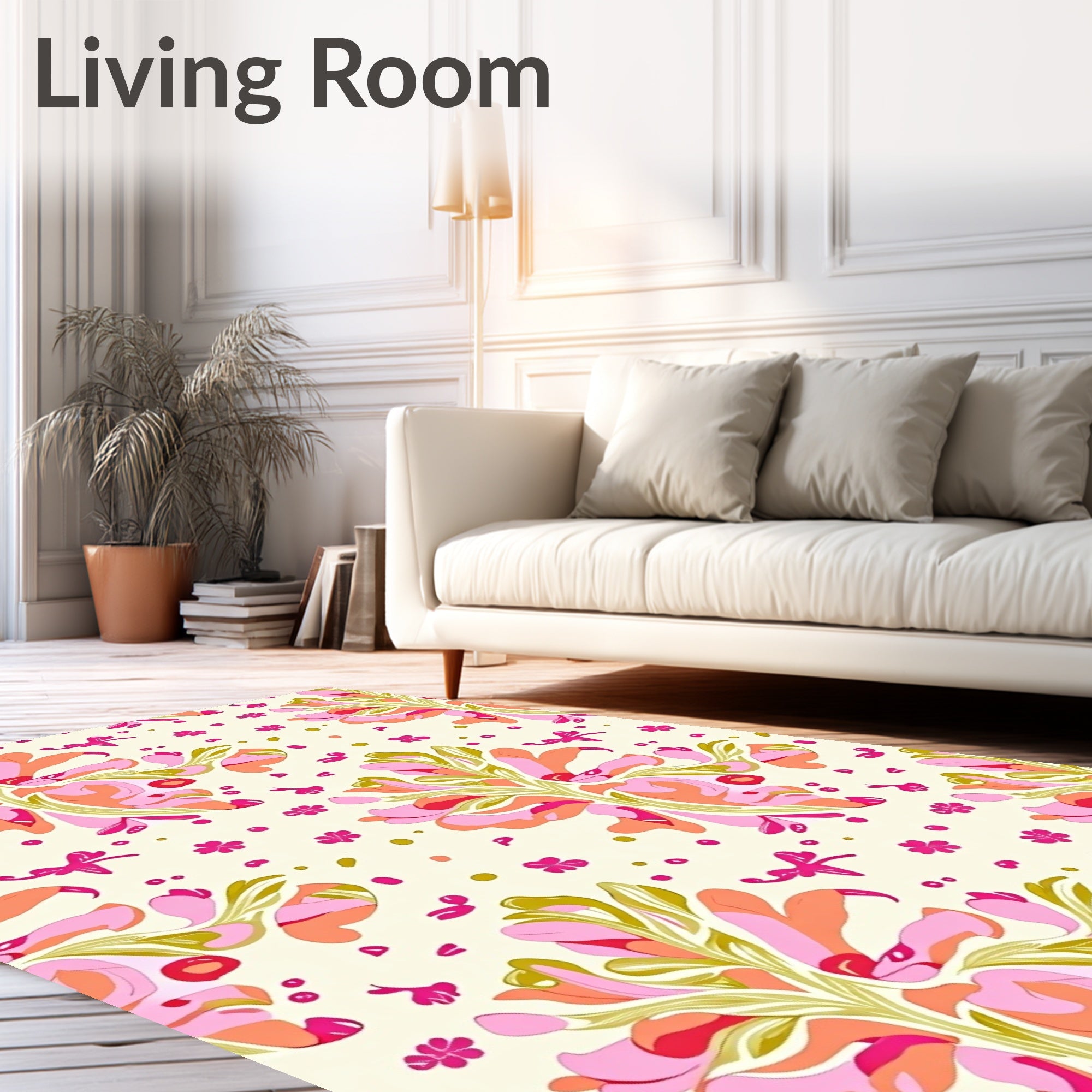 Sweet Pink Ribbon Floral Garland Rug