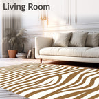 Brown White Wavy Stripes Rug