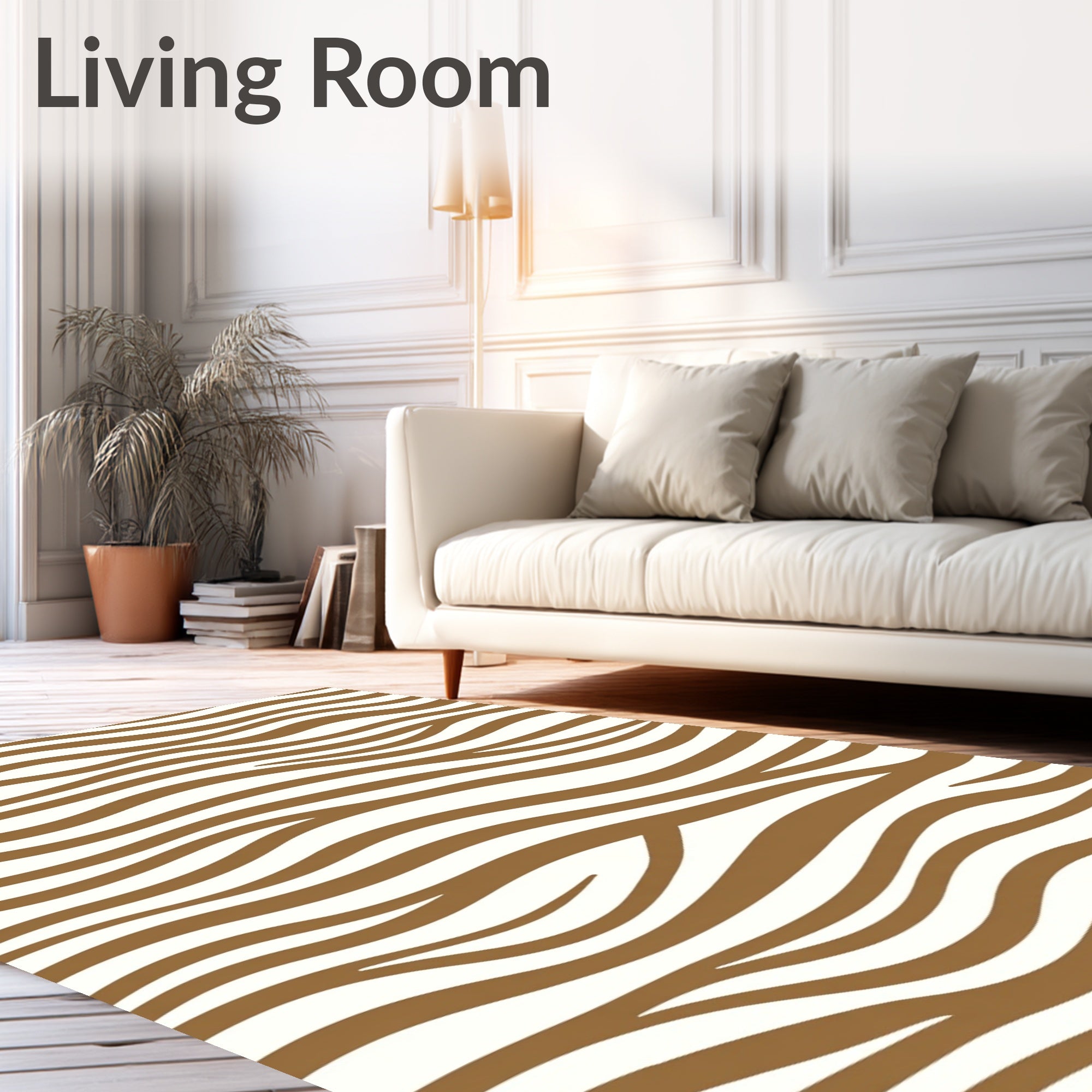 Brown White Wavy Stripes Rug