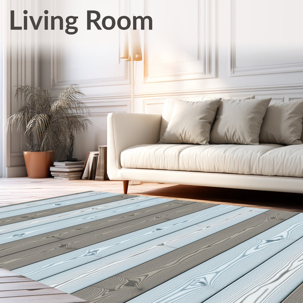 Weathered Wood Grain Horizontal Stripes Rug