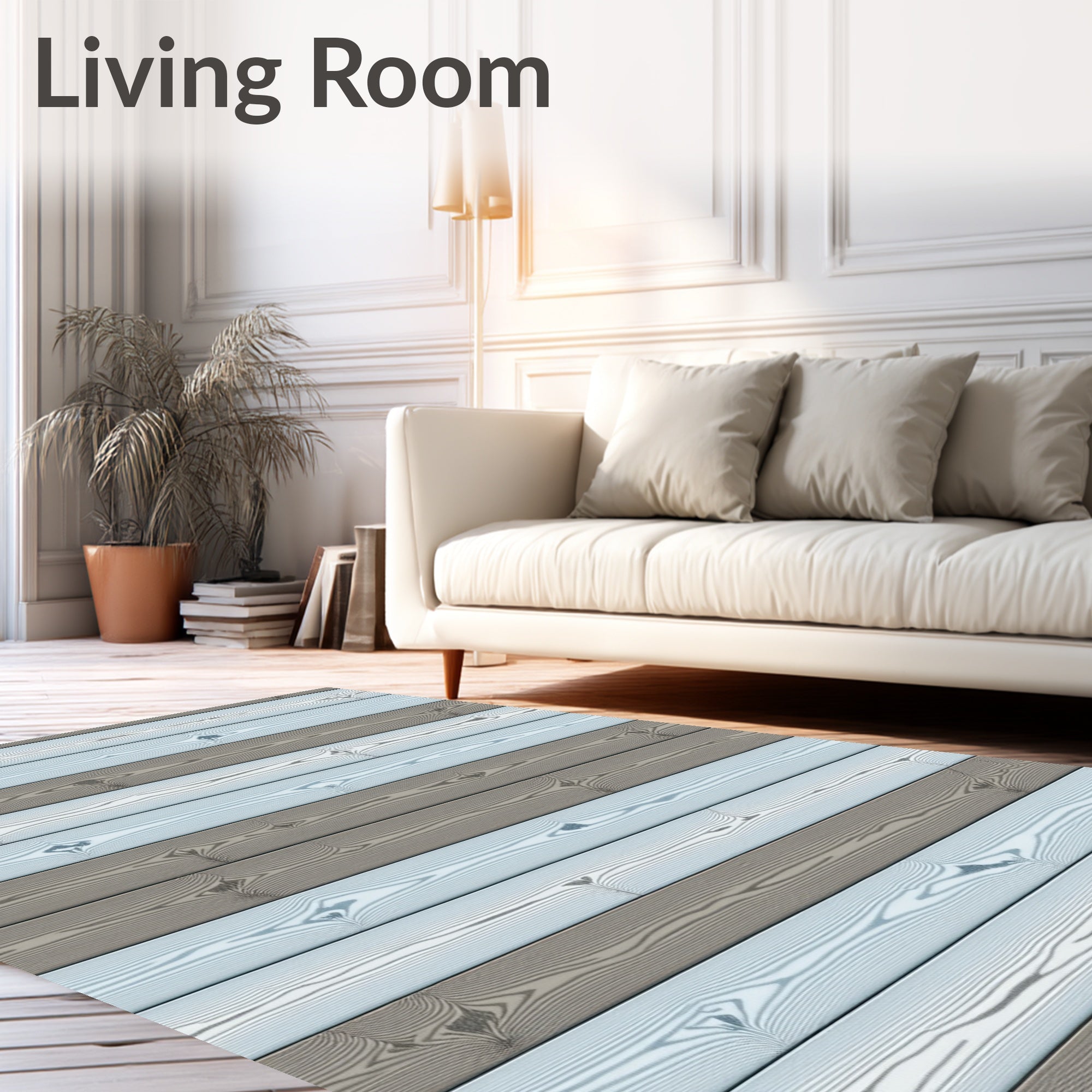 Weathered Wood Grain Horizontal Stripes Rug