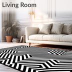 Bold Black White Optical Illusion Rug