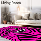 Vibrant Pink Black Tiger Swirls Rug