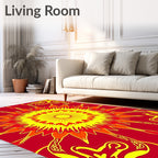 Radiant Sunburst Red Yellow medallion Rug