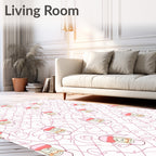 Pink Doodle Face Swirls Rug