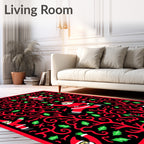 Jolly Santa Claus Red Swirl Christmas Rug