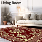 Crimson Ochre Floral Corner Medallion Rug