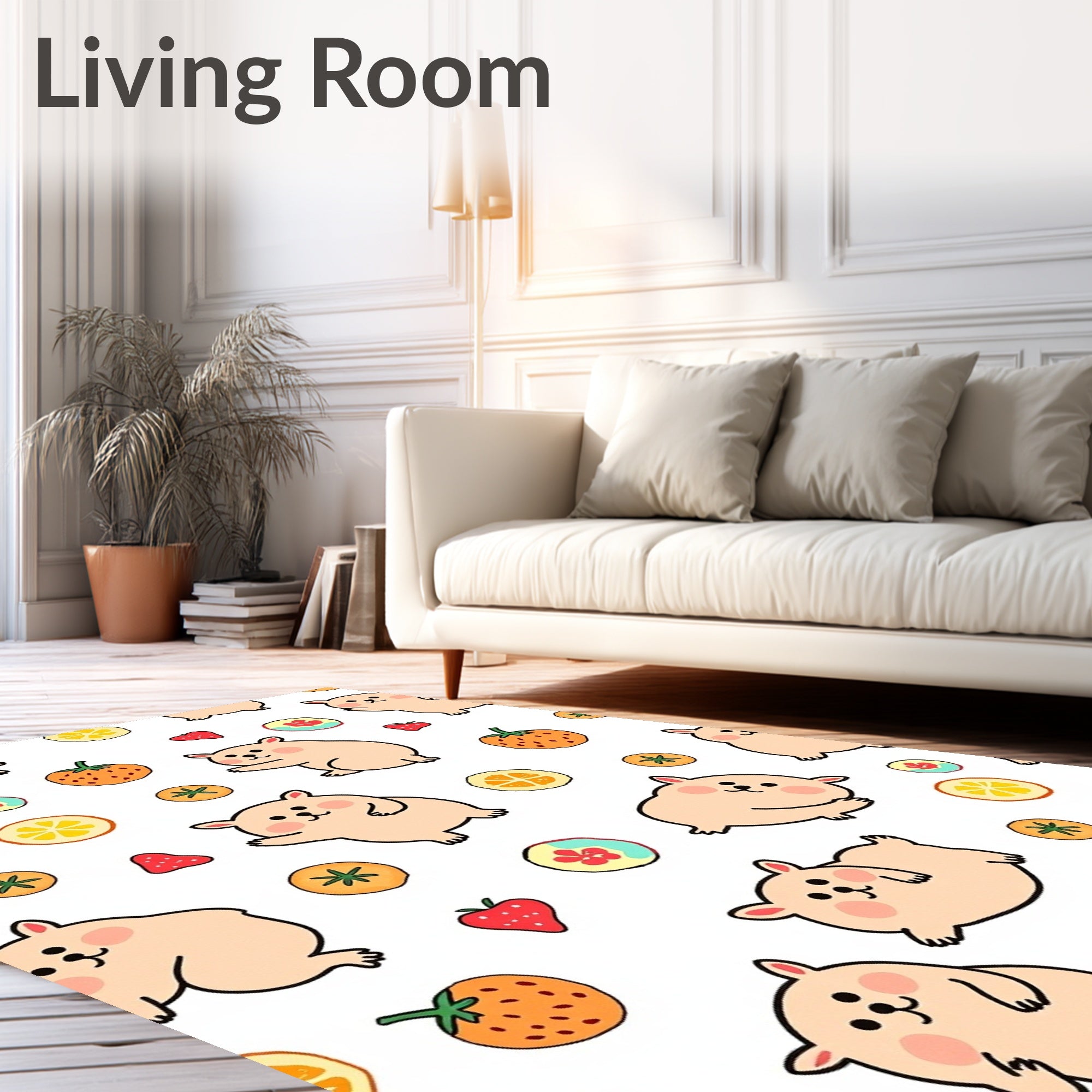 Cute Hamsters and Sweet Fruit Medley Rug