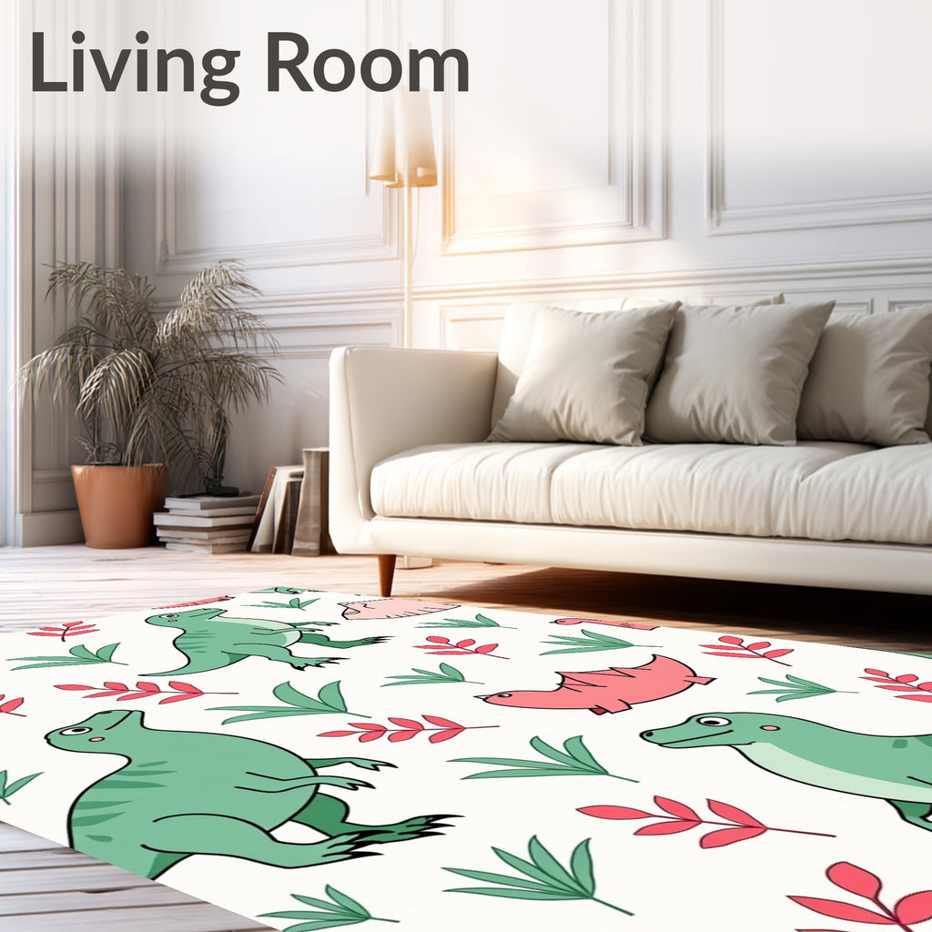 Pastel Dinosaur Jungle Playful Theme Rug