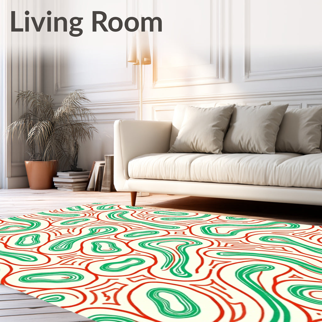 Groovy Red Green Organic Swirl Rug