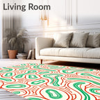Groovy Red Green Organic Swirl Rug