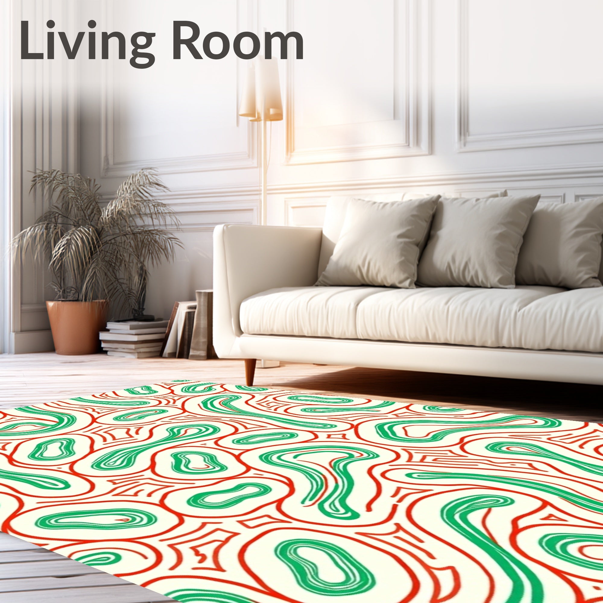 Groovy Red Green Organic Swirl Rug