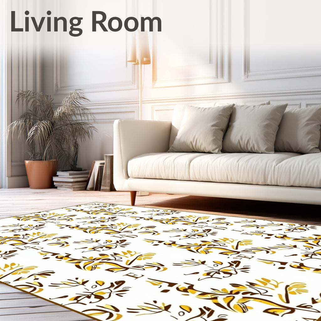 Gold Leaf Botanical Art Nouveau Rug