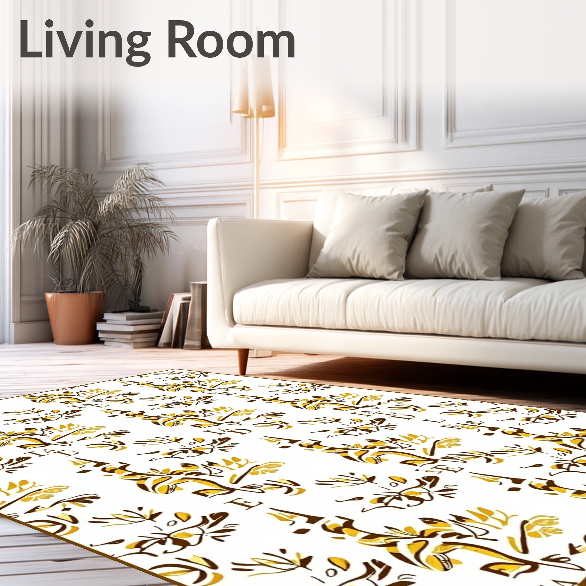 Gold Leaf Botanical Art Nouveau Rug