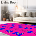 Bold Blue Numbers Pink Background Rug