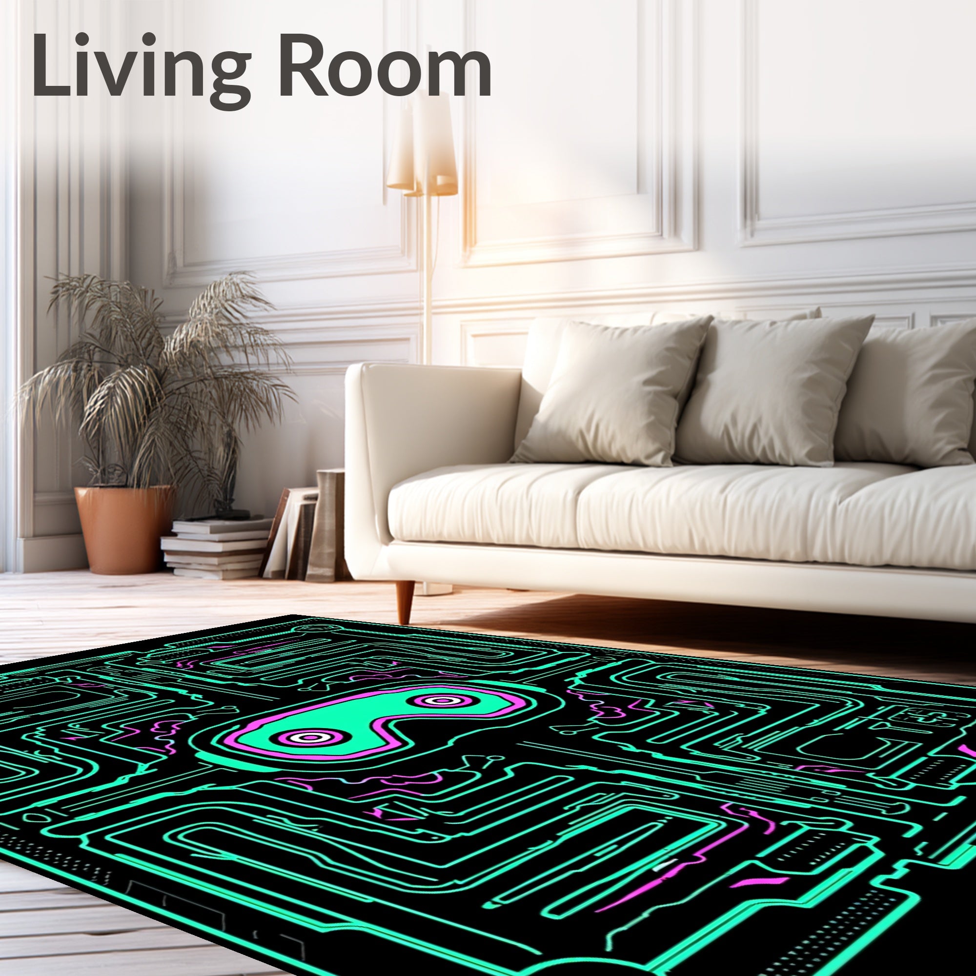 Neon Circuit Board VR Goggles Rug
