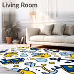 Nautical Yellow Blue Marine Creatures Rug