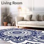Deep Blue Mandala Symmetry Rug