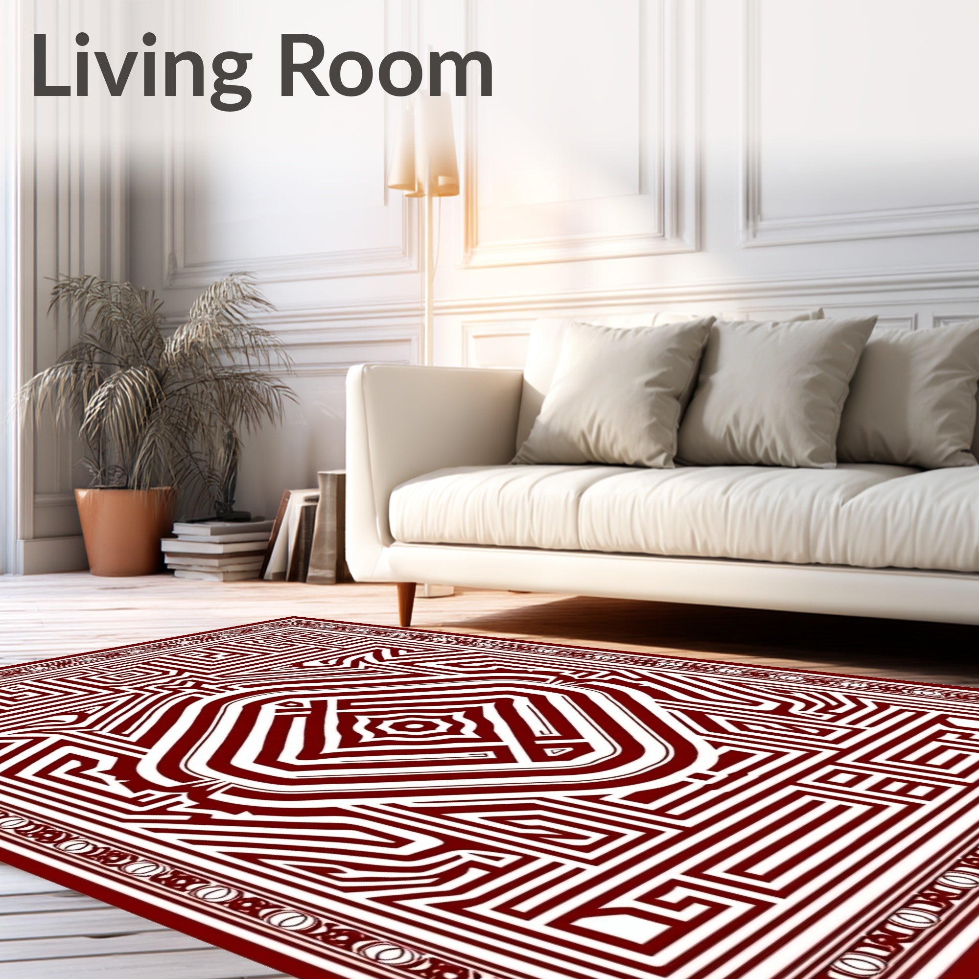 Deep Crimson Maze Geometric Rug