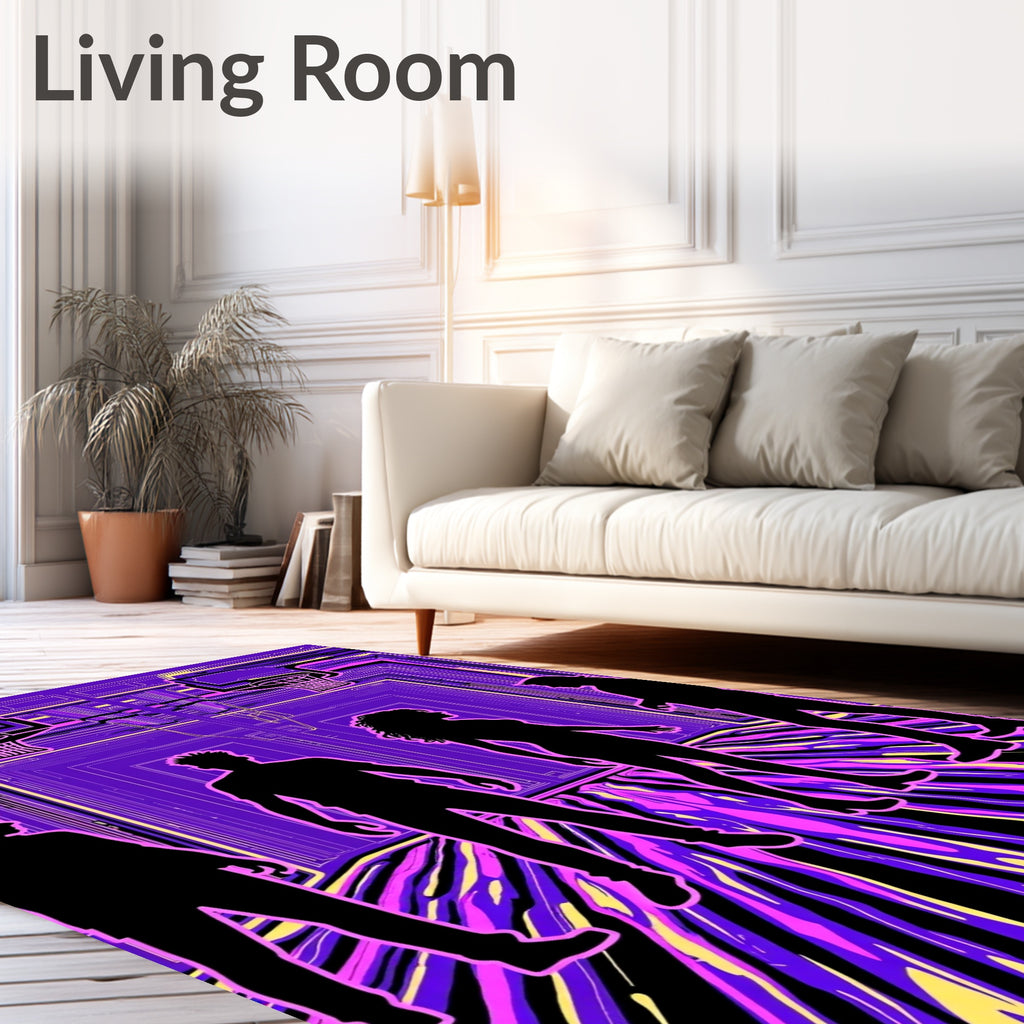 Vibrant Purple Abstract Swirl Figures Rug