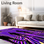 Vibrant Purple Abstract Swirl Figures Rug
